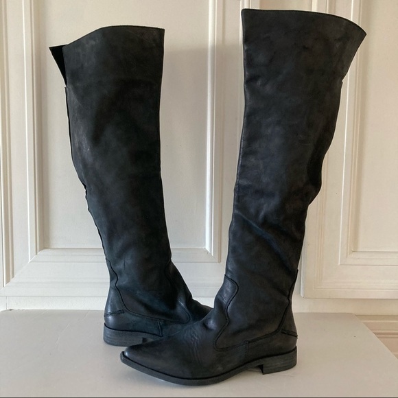 NWOT Free People Black Brenna Over-The-Knee Boots Sz 36/6 - Picture 1 of 8